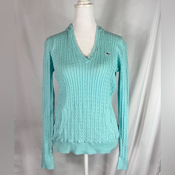 Vineyard Vines Tops - Adorable Vineyard Vines Mint Hooded Cable Knit Sweater by Shep & Ian, Size Small